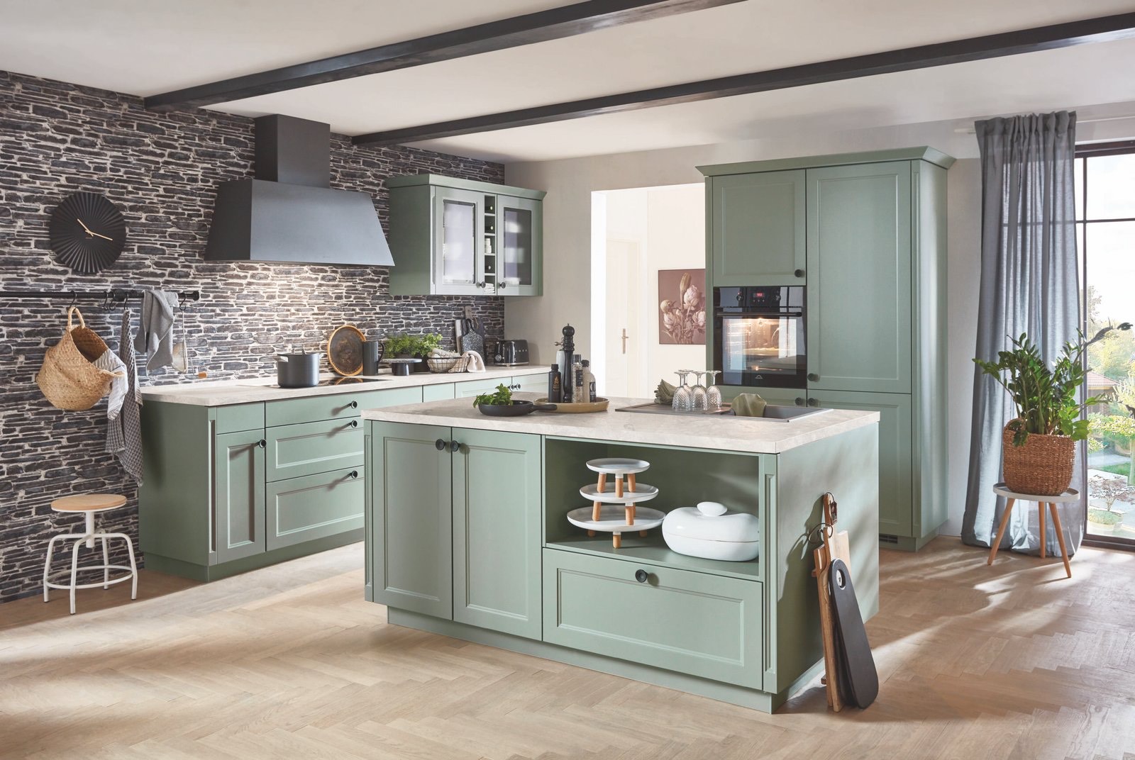 Cuisine Cosy vert – style traditionnelle, Envia Cuisines