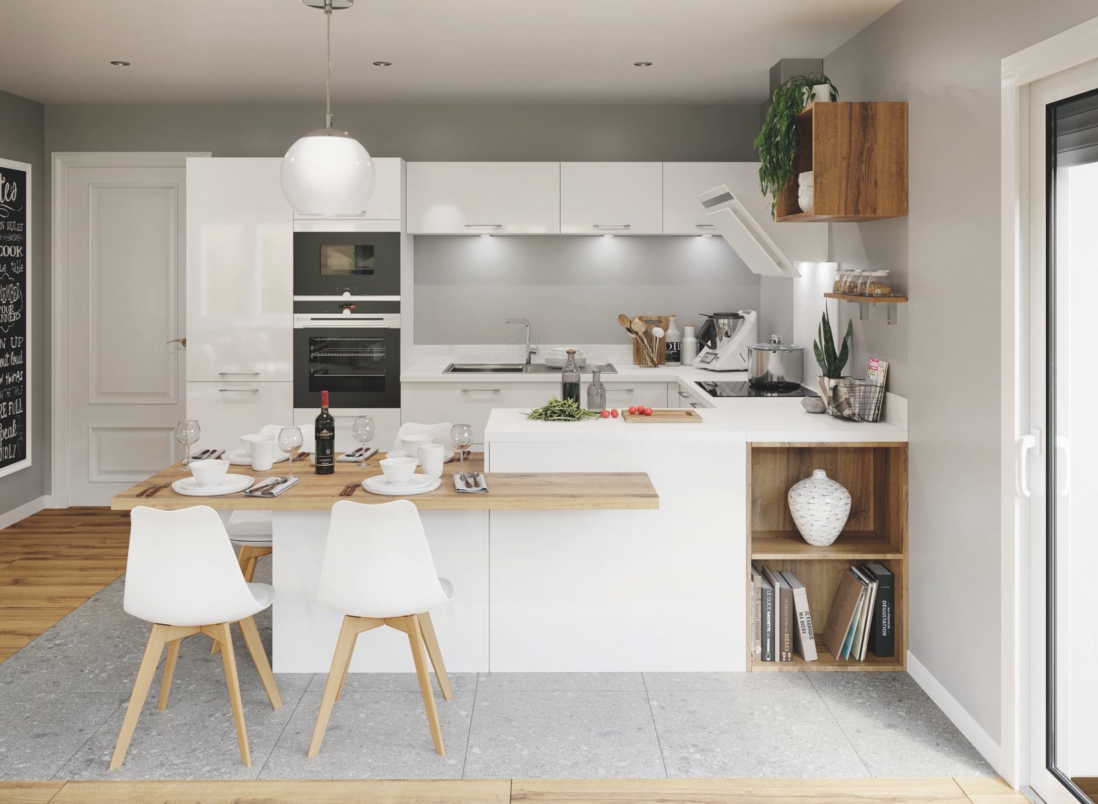 Cuisine Cristal blanc brillant – style made in france, Envia Cuisines