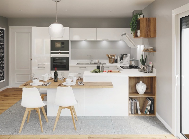 Cuisine Cristal blanc brillant – style made in france, Envia Cuisines