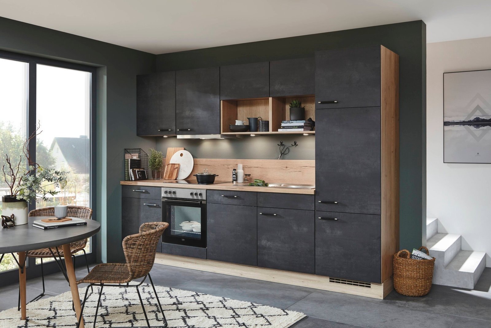 Cuisine Plume béton noir – style moderne, Envia Cuisines